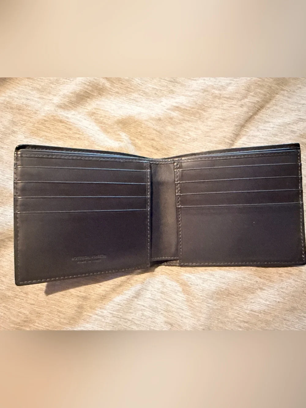 Bottega Veneta Men’s Dark Navy Intrecciato Bi-Fold Card Wallet